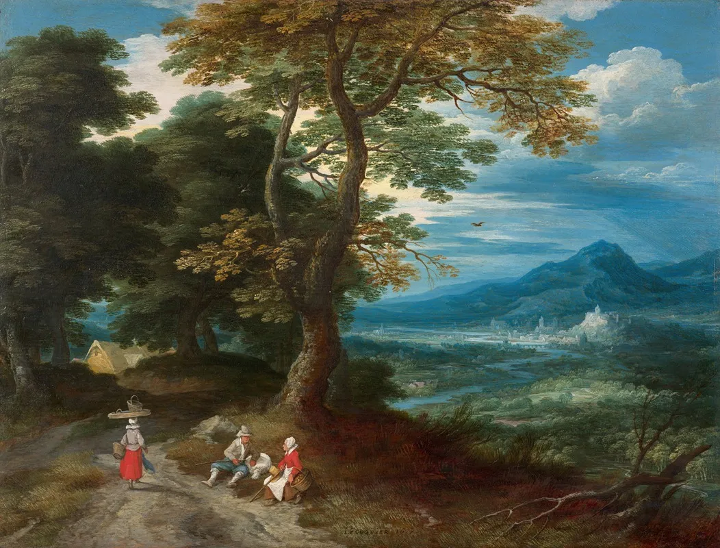 Voyageurs Sur Un Chemin Dans Un Paysage Wall Art by Jacques Fouquieres - High-Resolution Digital Print