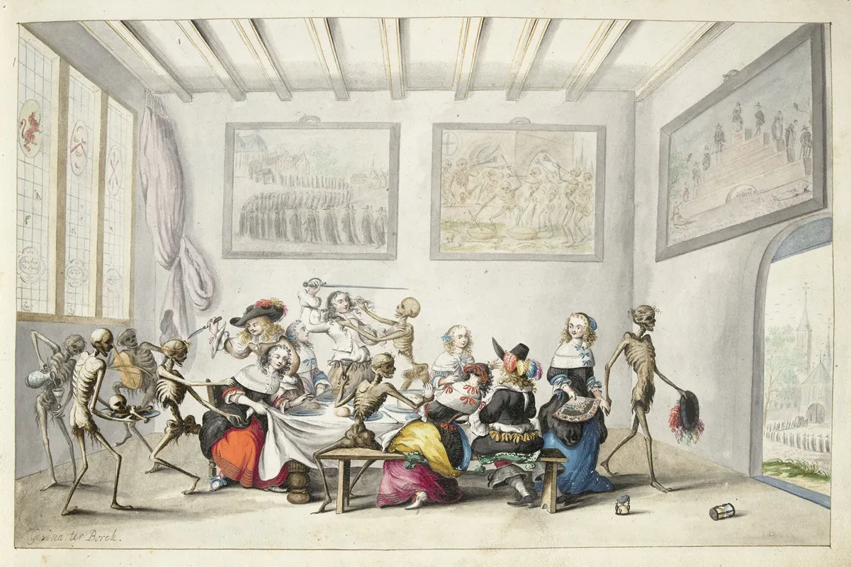Vrolijk Gezelschap Dat Door De Dood Wordt Gestoord Wall Art by Gesina ter Borch - High-Resolution Digital Print