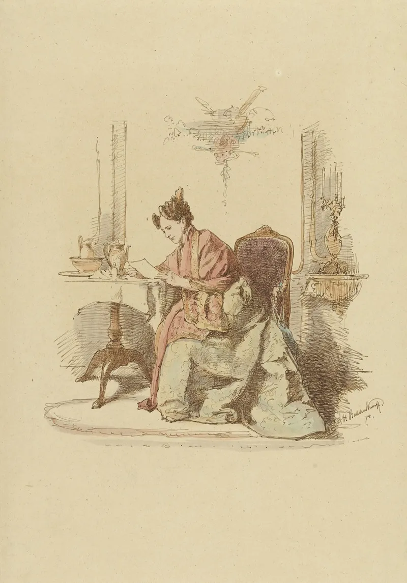 Vrouw Die Een Brief Leest Aan Een Tafel