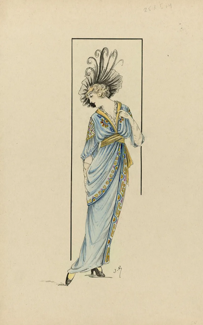 Vrouw In Blauwe Jurk 1913 1914