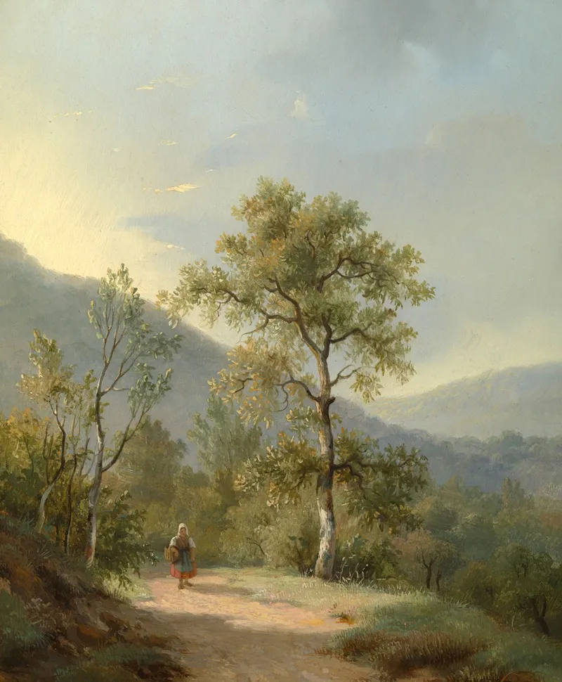 Vrouw In Landschap Wall Art by Jan Willem van Borselen - High-Resolution Digital Print