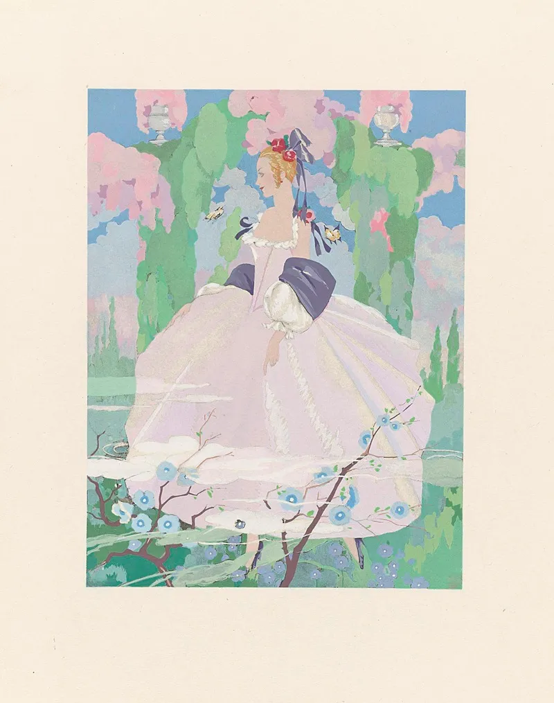 Vrouw In Roze Jurk In Tuin Wall Art by Umberto Brunelleschi - High-Resolution Digital Print