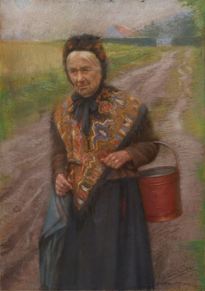 Vrouw Met Mand Wall Art by Jef Van de Fackere - High-Resolution Digital Print