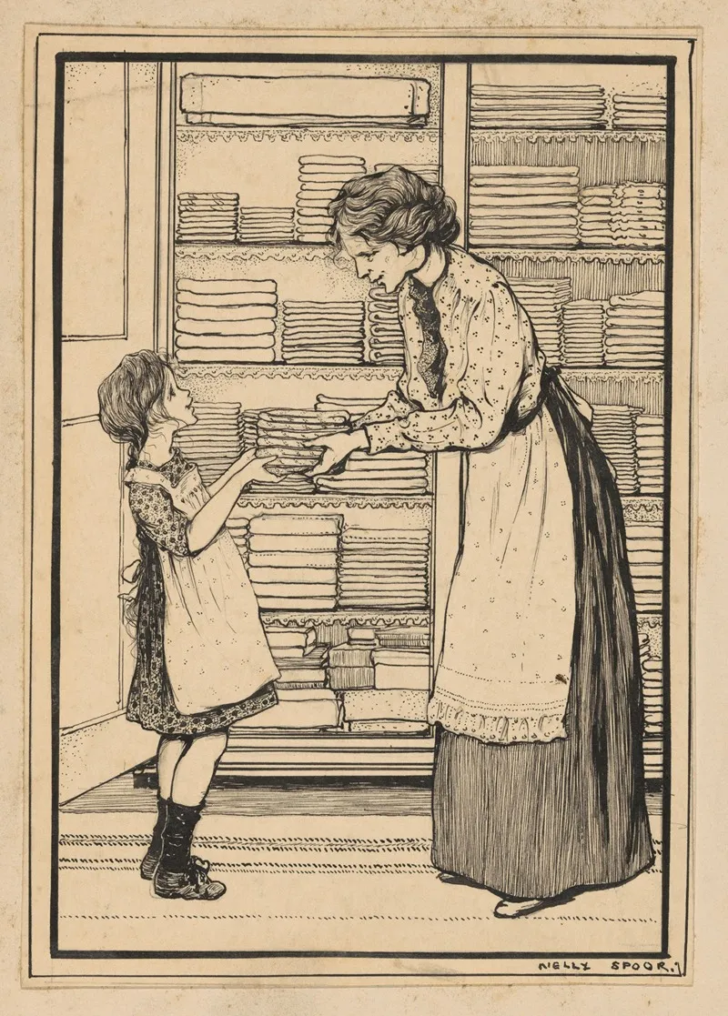 Vrouw Reikt Een Meisje Een Stapel Lakens Aan