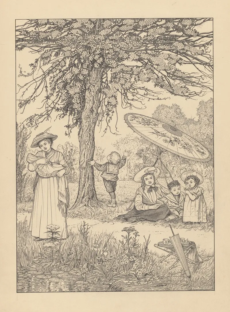 Vrouwen En Kinderen In Een Park 2 Wall Art by Willem Pothast - High-Resolution Digital Print