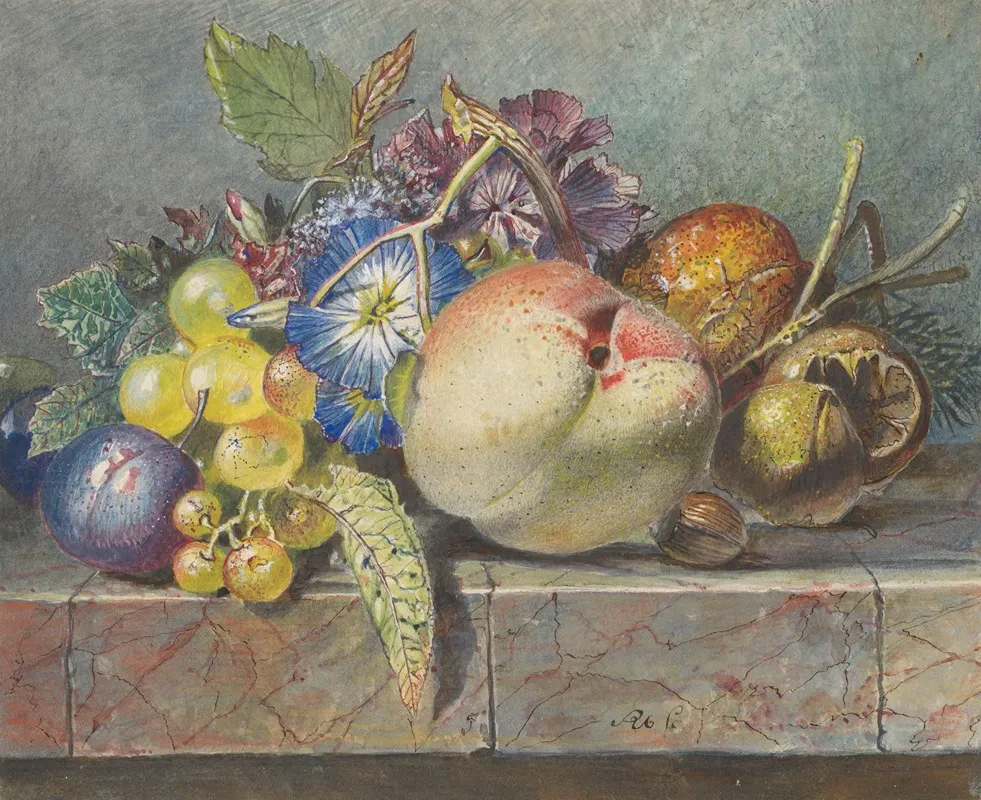 Vruchten En Bloemstilleven Wall Art by Albertus Steenbergen - High-Resolution Digital Print