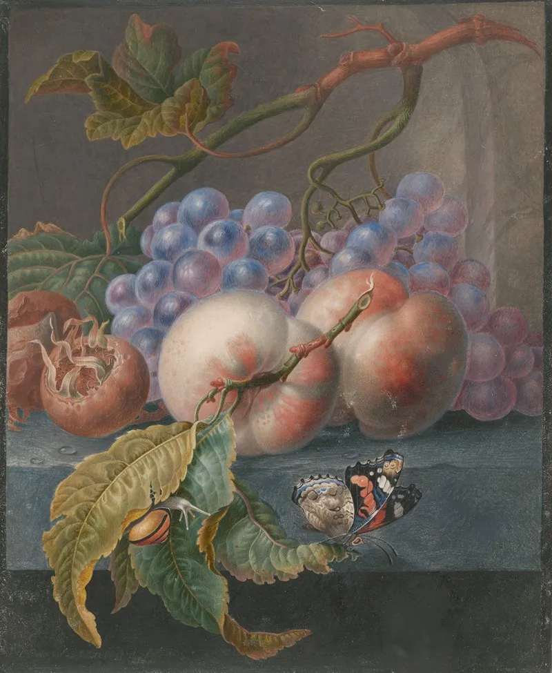 Vruchten Met Een Vlinder En Een Slak Wall Art by Herman Henstenburgh - High-Resolution Digital Print