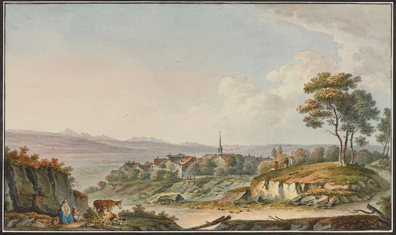 Vue De Constantine Pres Davenche Canton Leman Wall Art by Joseph Emmanuel Curty - High-Resolution Digital Print