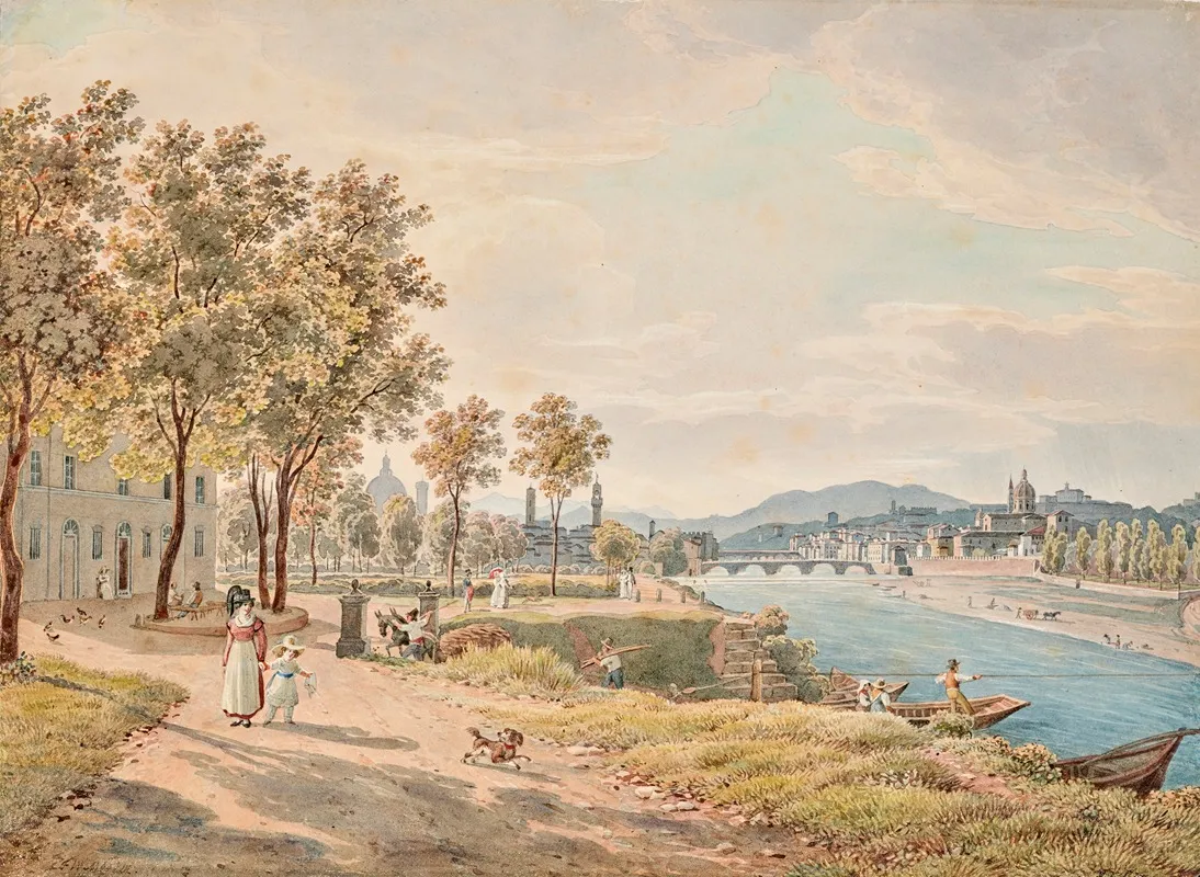 Vue De Florence Depuis Les Rives De Larno