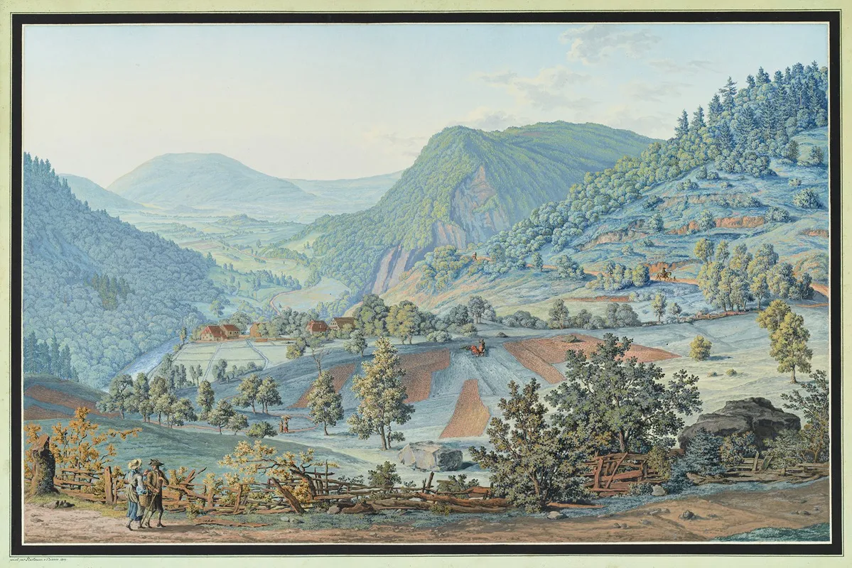 Vue De Freinvillers Et De La Vallee Dorvin Sur La Route De Lerguel A 1 Lieue De Bienne En Allant Contre Delemont Wall Art by Johann Joseph Hartmann - High-Resolution Digital Print