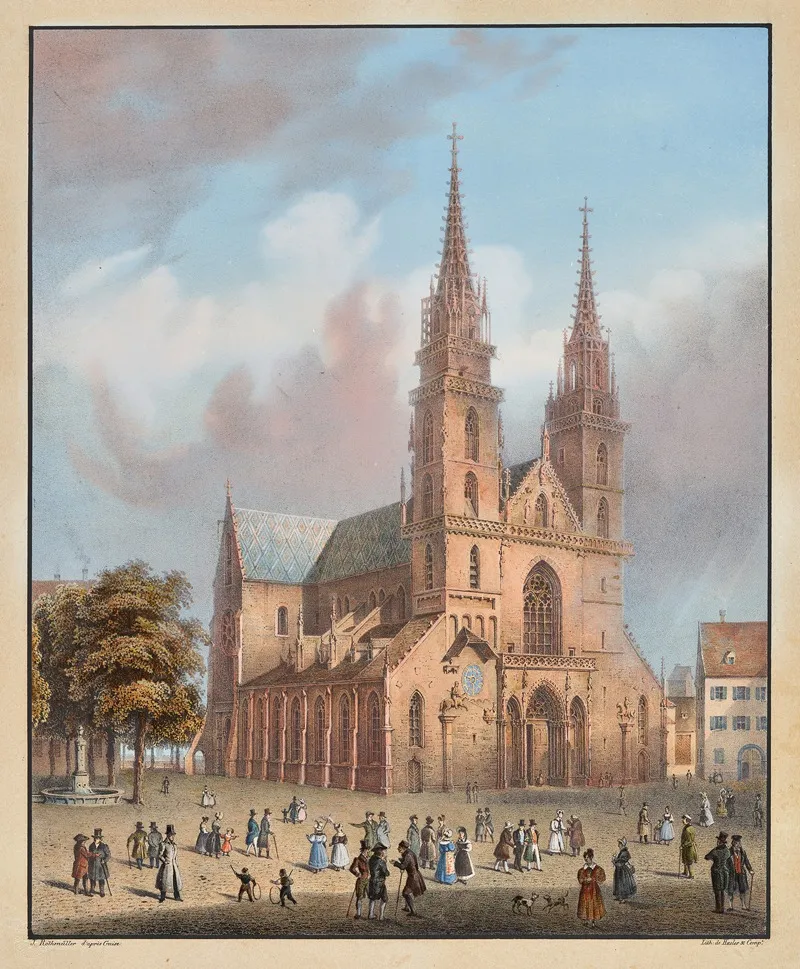 Vue De La Cathedrale A Basle Wall Art by Constantin Guise - High-Resolution Digital Print