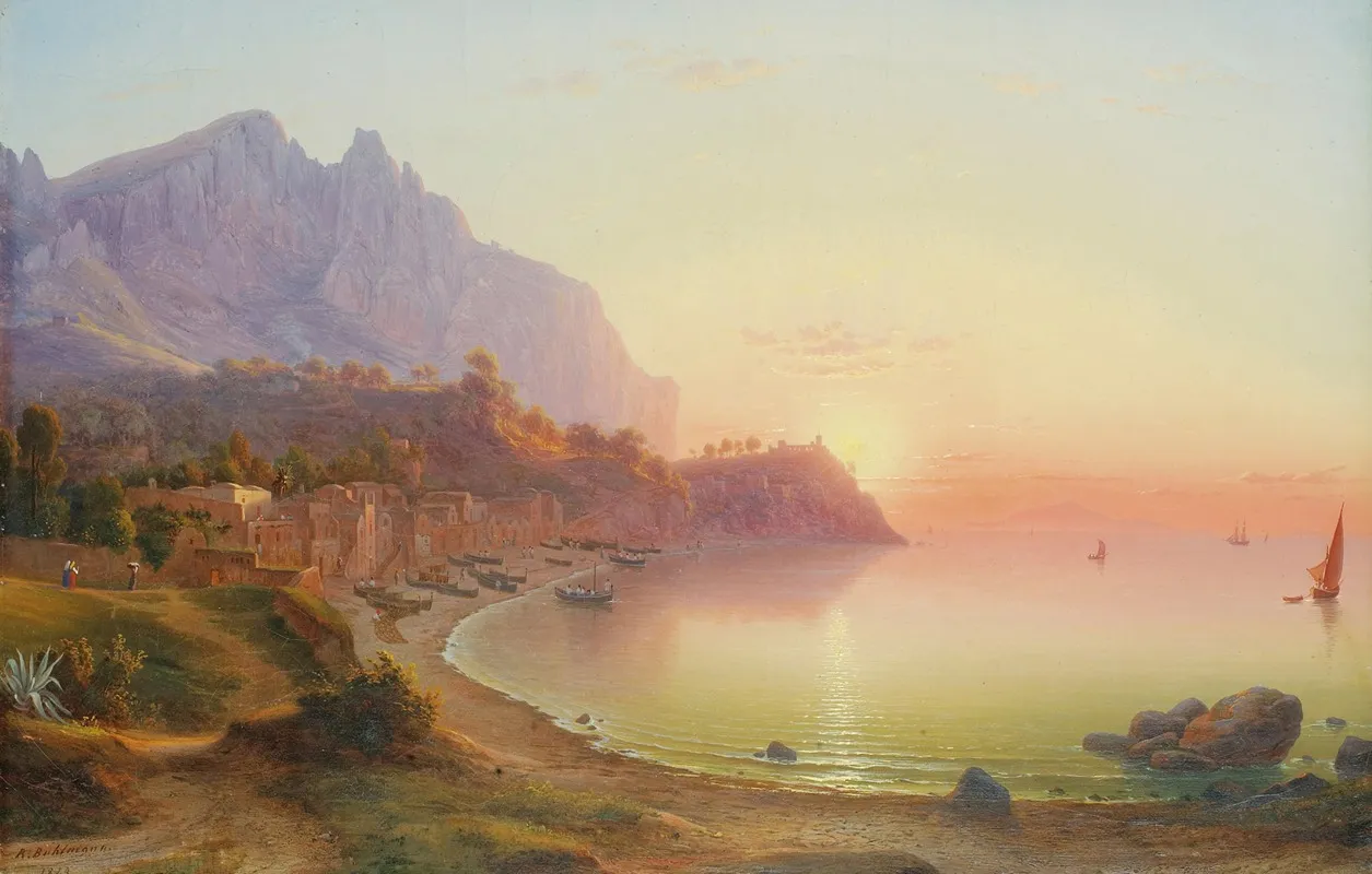 Vue De La Cote Italienne Probablement Capri Wall Art by Johann-Rudolf Bühlmann - High-Resolution Digital Print