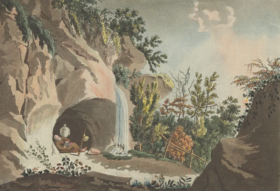 Vue De La Grotte De Lheremite Faisant Partie Dun Jardin A Langloise Pres Darlesheim Dans Leveche De Bale Wall Art by Wilhelm Friedrich Gmelin - High-Resolution Digital Print