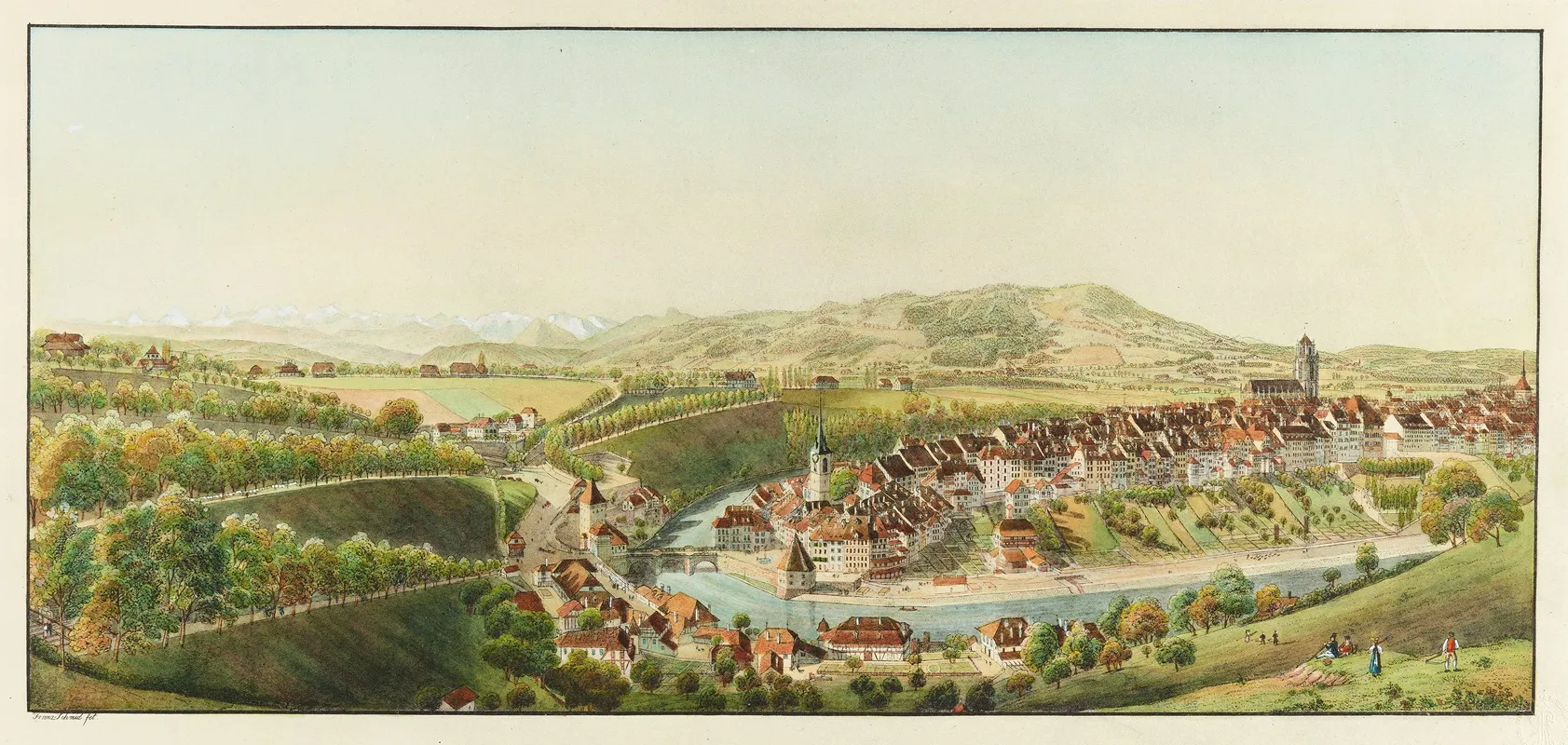 Vue De La Partie Inferieure De La Ville De Berne