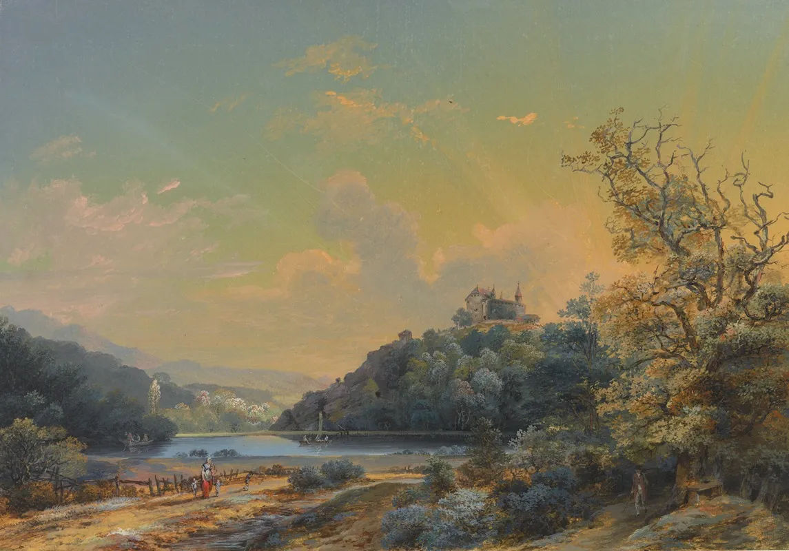 Vue De La Solitude Romantique Pres Darlesheim Dans Leveche De Bale Wall Art by Johann Baptist Stuntz - High-Resolution Digital Print