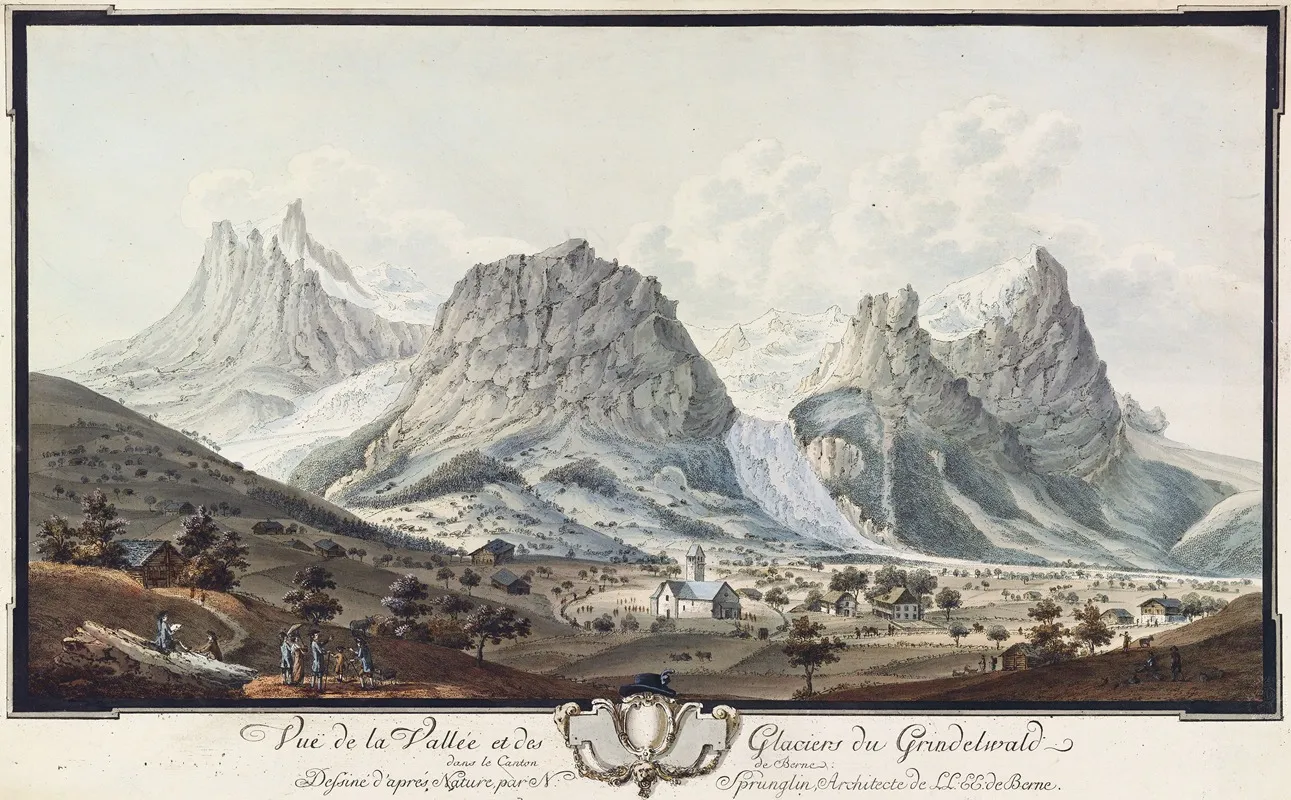 Vue De La Vallee Et Des Glaciers Du Grindelwald Dans Le Canton De Berne