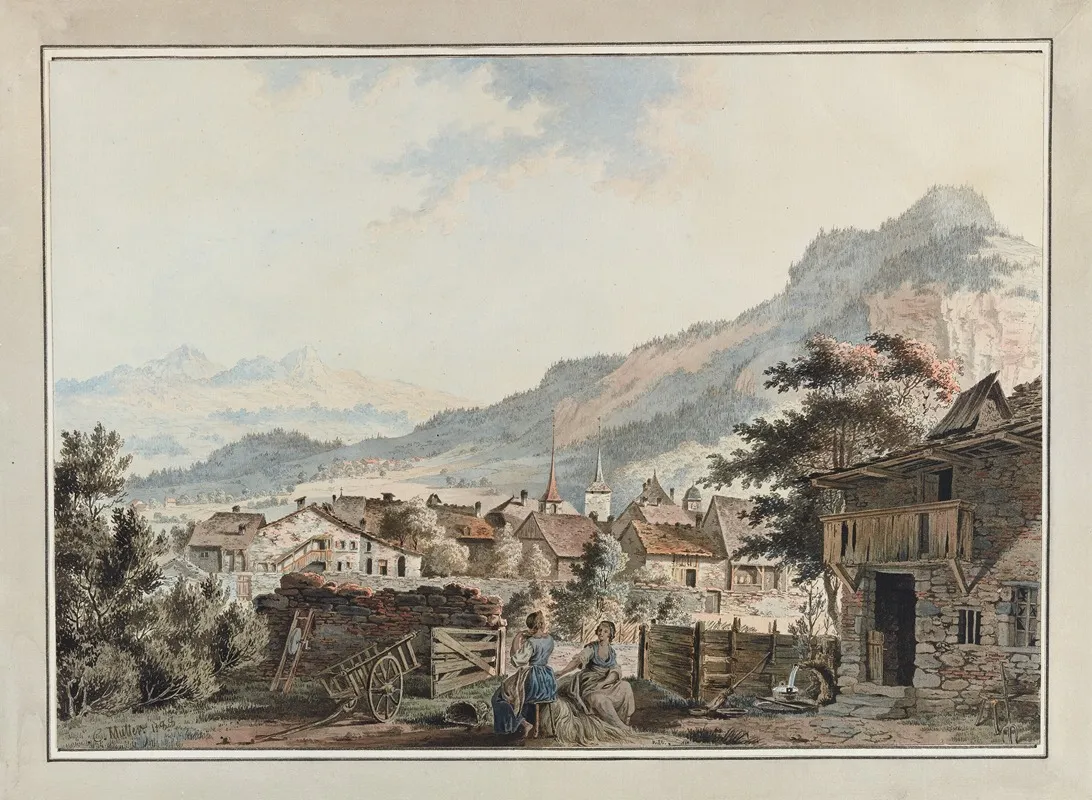 Vue De La Ville Daigle Sur La Route Des Sallines Wall Art by Johann Karl Müllener - High-Resolution Digital Print