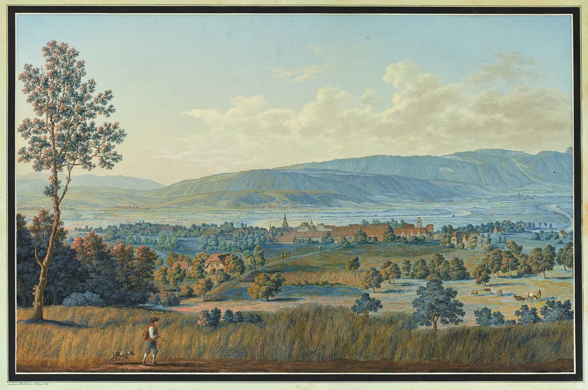 Vue De La Ville De Buren Dans Le Canton De Berne Wall Art by Johann Joseph Hartmann - High-Resolution Digital Print