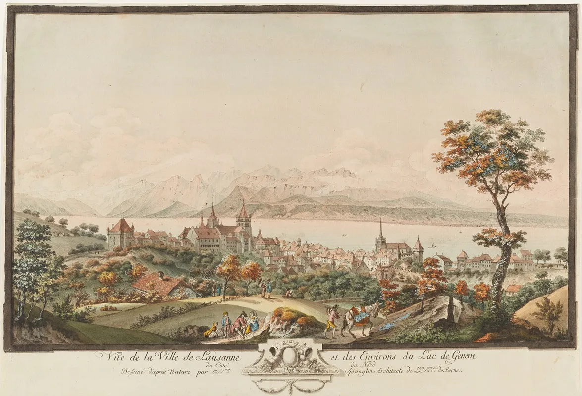 Vue De La Ville De Lausanne Et Des Environs Du Lac De Geneve Du Cote Du Nord