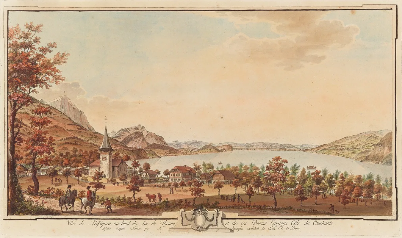 Vue De Leissiguen Au Haut Du Lac De Thoune Et De Ces Beaux Environs Cote Du Couchant