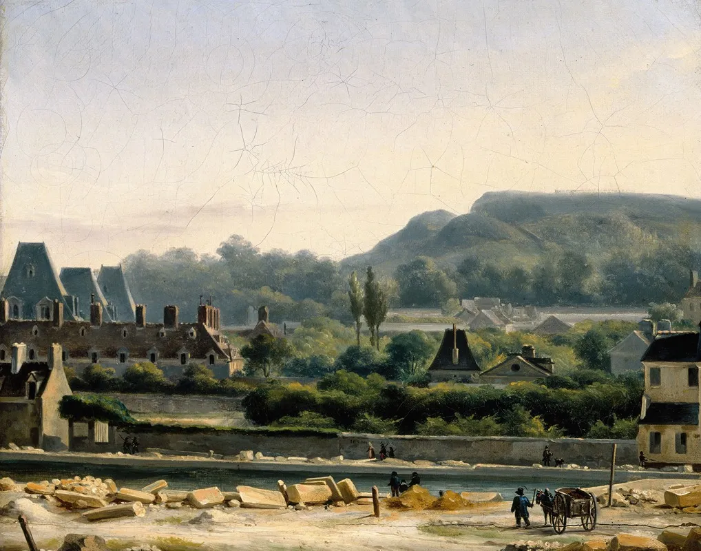 Vue De Lhopital Saint Louis Et Des Buttes Chaumont Wall Art by Hippolyte-Benjamin Adam - High-Resolution Digital Print