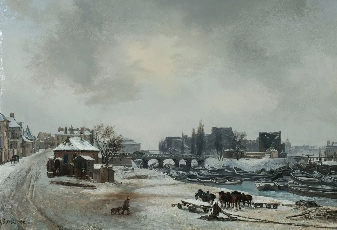 Vue De Lile Louviers Effet De Neige Wall Art by Antoine Perrot - High-Resolution Digital Print