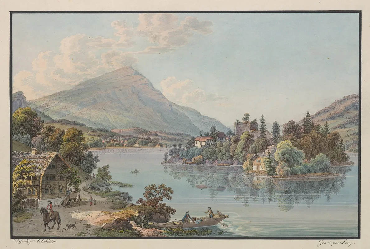 Vue De Lisle De Schwanau Sur Le Lac De Lowerz Wall Art by Karl Ludwig Zehender - High-Resolution Digital Print