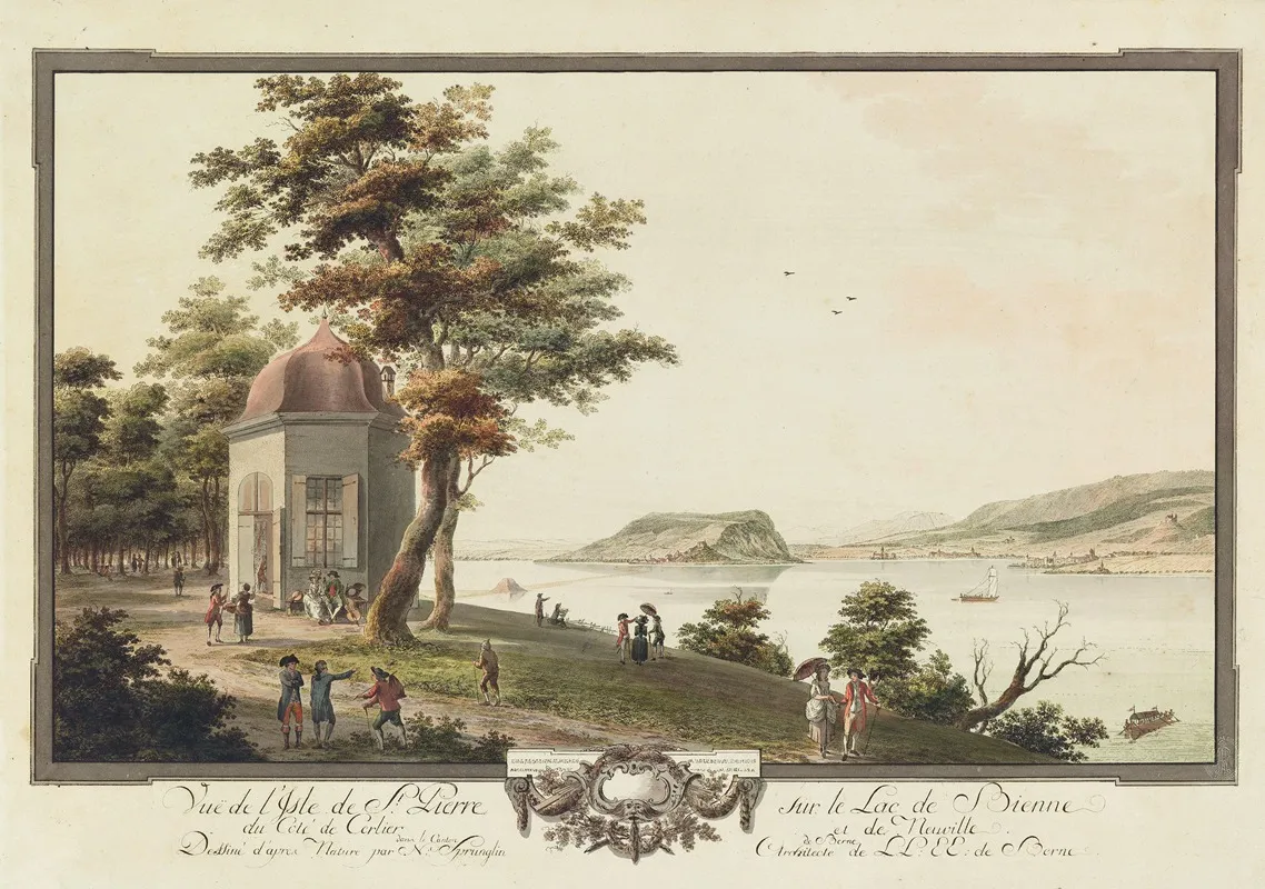 Vue De Lisle De St Pierre Sur Le Lac De Bienne Du Cote De Cerlier Et De Neuville