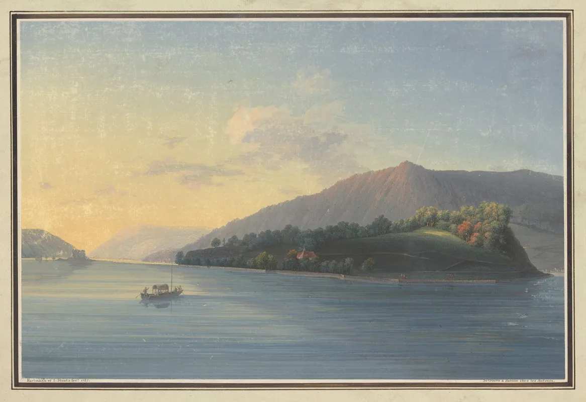 Vue De Lisle St Pierre Sur Le Lac De Bienne Wall Art by Johann Baptist Stuntz - High-Resolution Digital Print