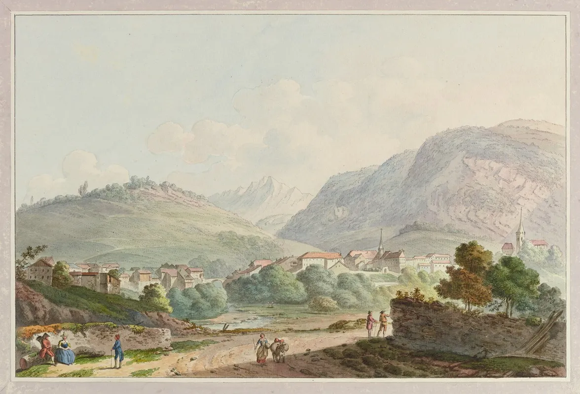 Vue De Montreux Dans Le Pays De Vaud Wall Art by Joseph Emmanuel Curty - High-Resolution Digital Print