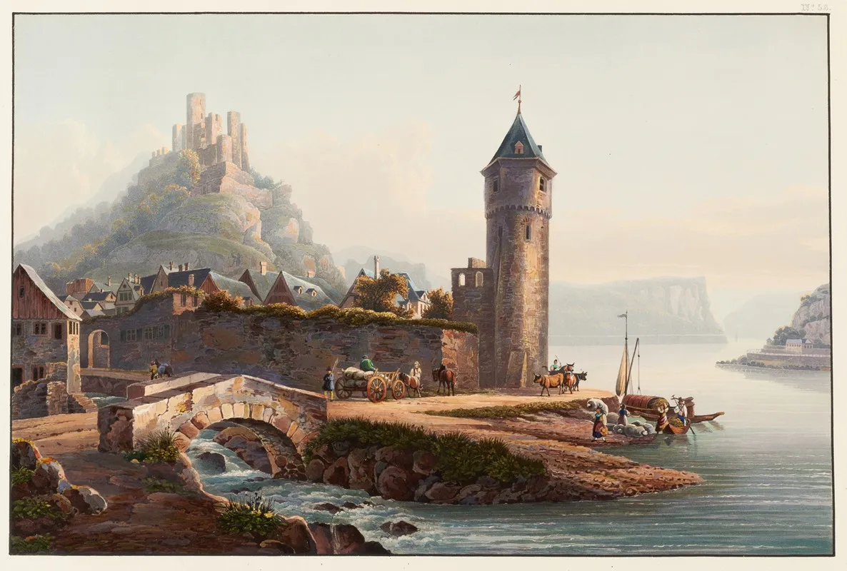 Vue De St Goarshausen Et De La Ruine De Katzenellenbogen