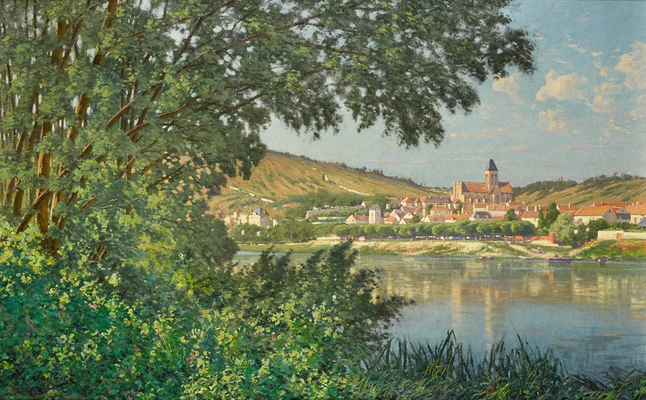 Vue De Vetheuil Bord De Riviere Wall Art by Léon Joubert - High-Resolution Digital Print