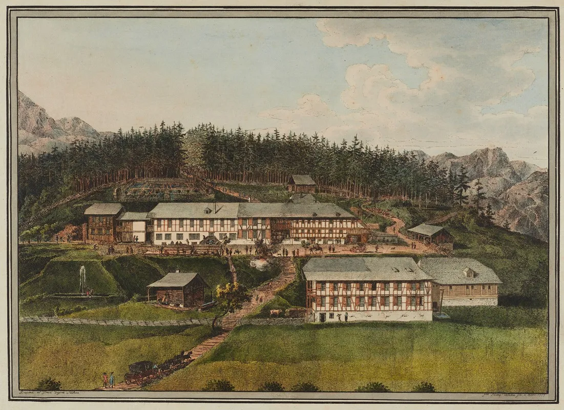 Vue Des Bains Du Gourniguel Dans Le Canton De Berne Wall Art by Marquard Wocher - High-Resolution Digital Print