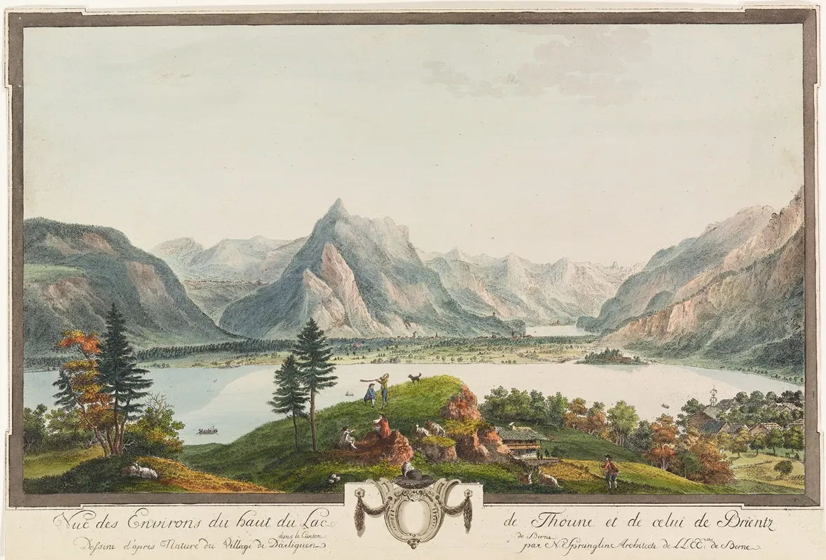 Vue Des Environs Du Haut Du Lac De Thoune Et De Celui De Brientz
