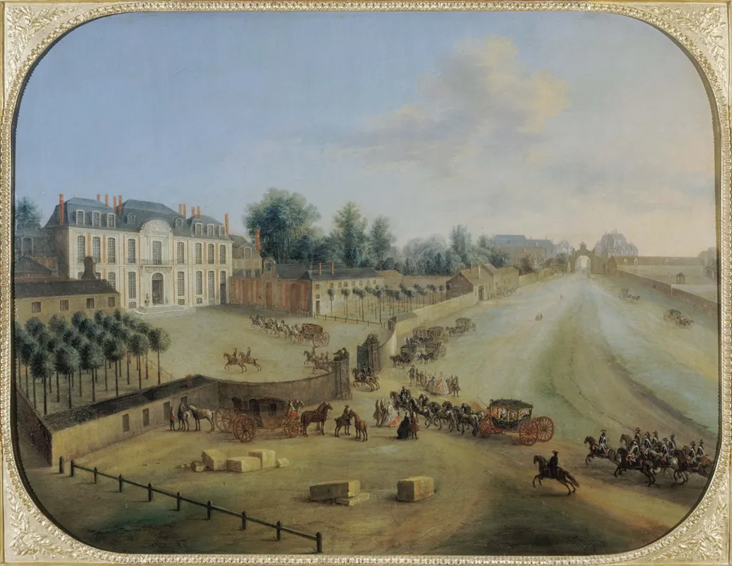 Vue Du Chateau De La Muette Avec Larrivee Du Roi Wall Art by Charles-Léopold Grevenbroeck - High-Resolution Digital Print