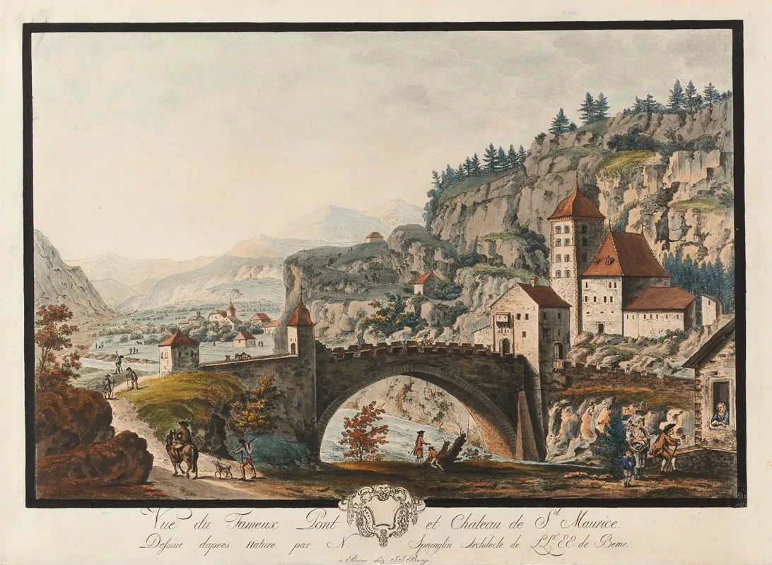 Vue Du Fameux Pont Et Chateau De St Maurice