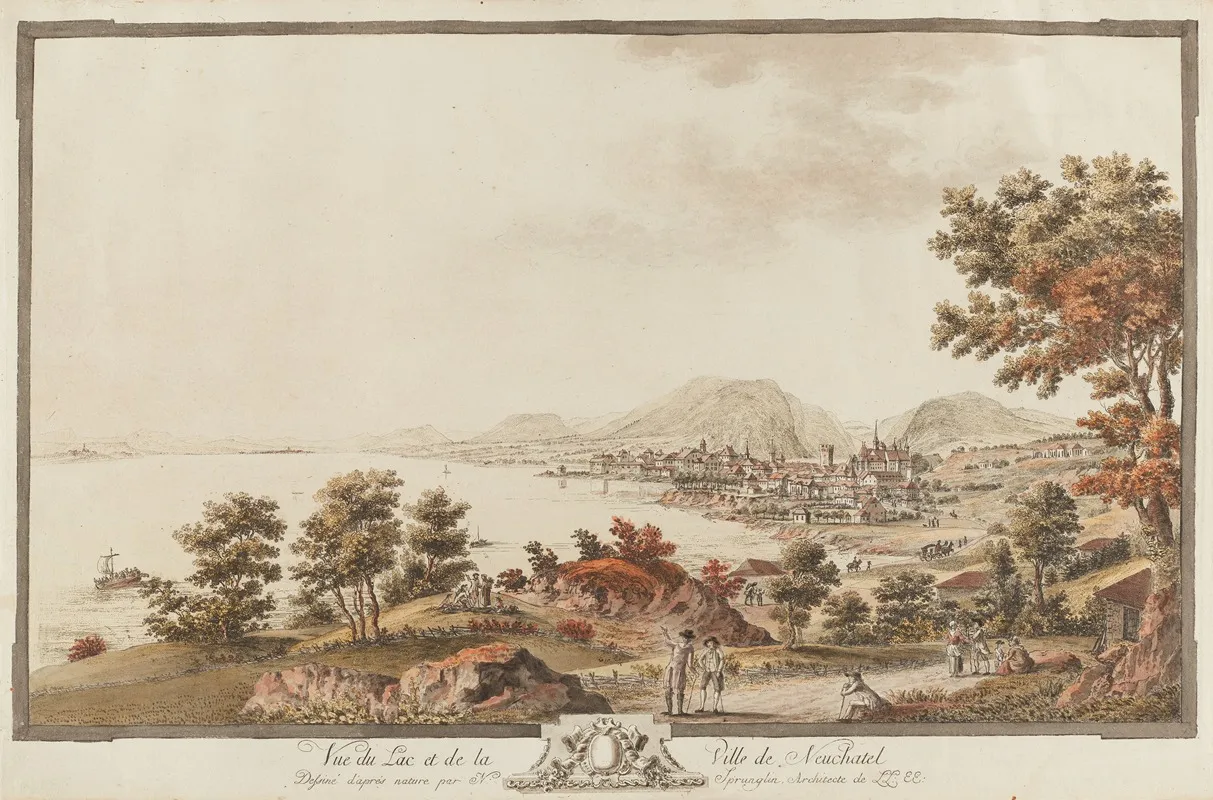 Vue Du Lac Et De La Ville De Neuchatel 2