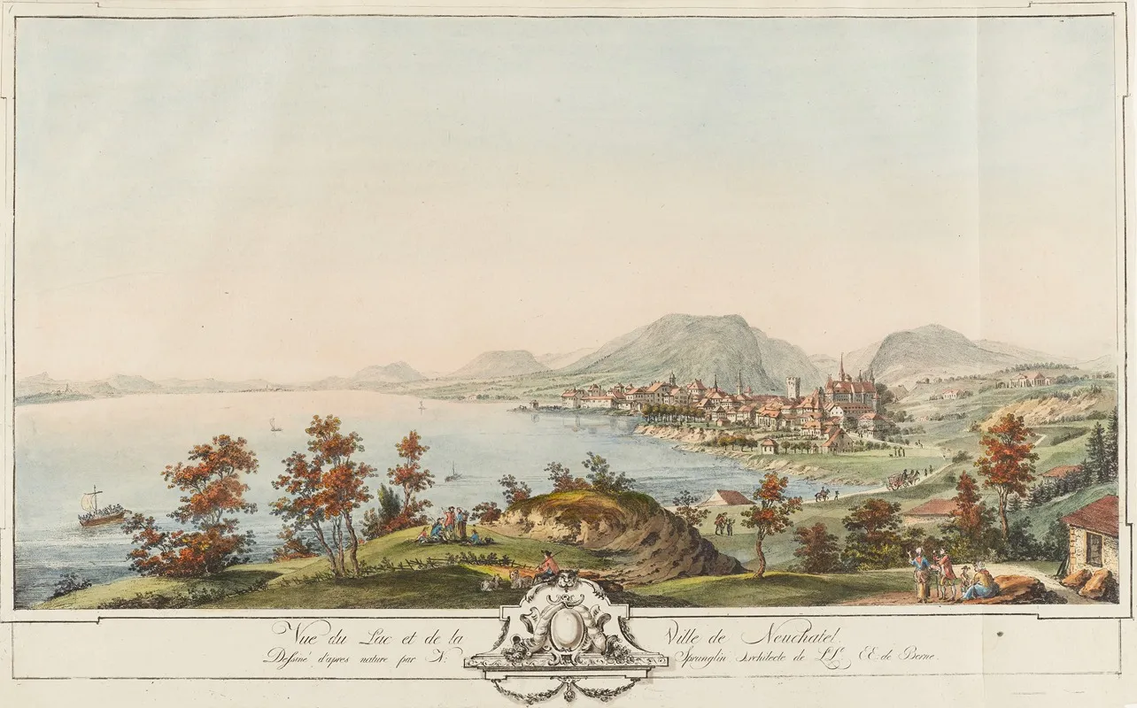 Vue Du Lac Et De La Ville De Neuchatel