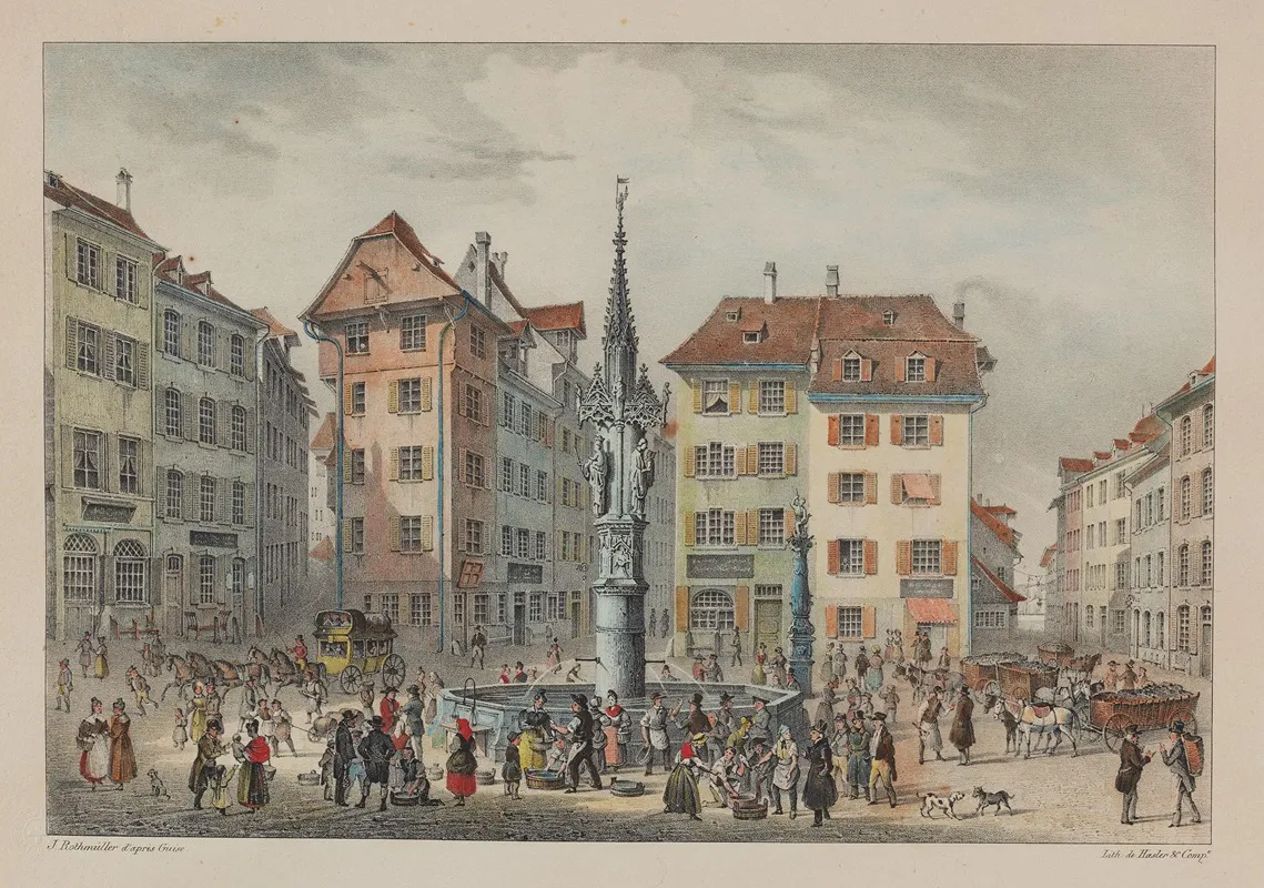 Vue Du Marche Aux Poissons A Basle Wall Art by Constantin Guise - High-Resolution Digital Print