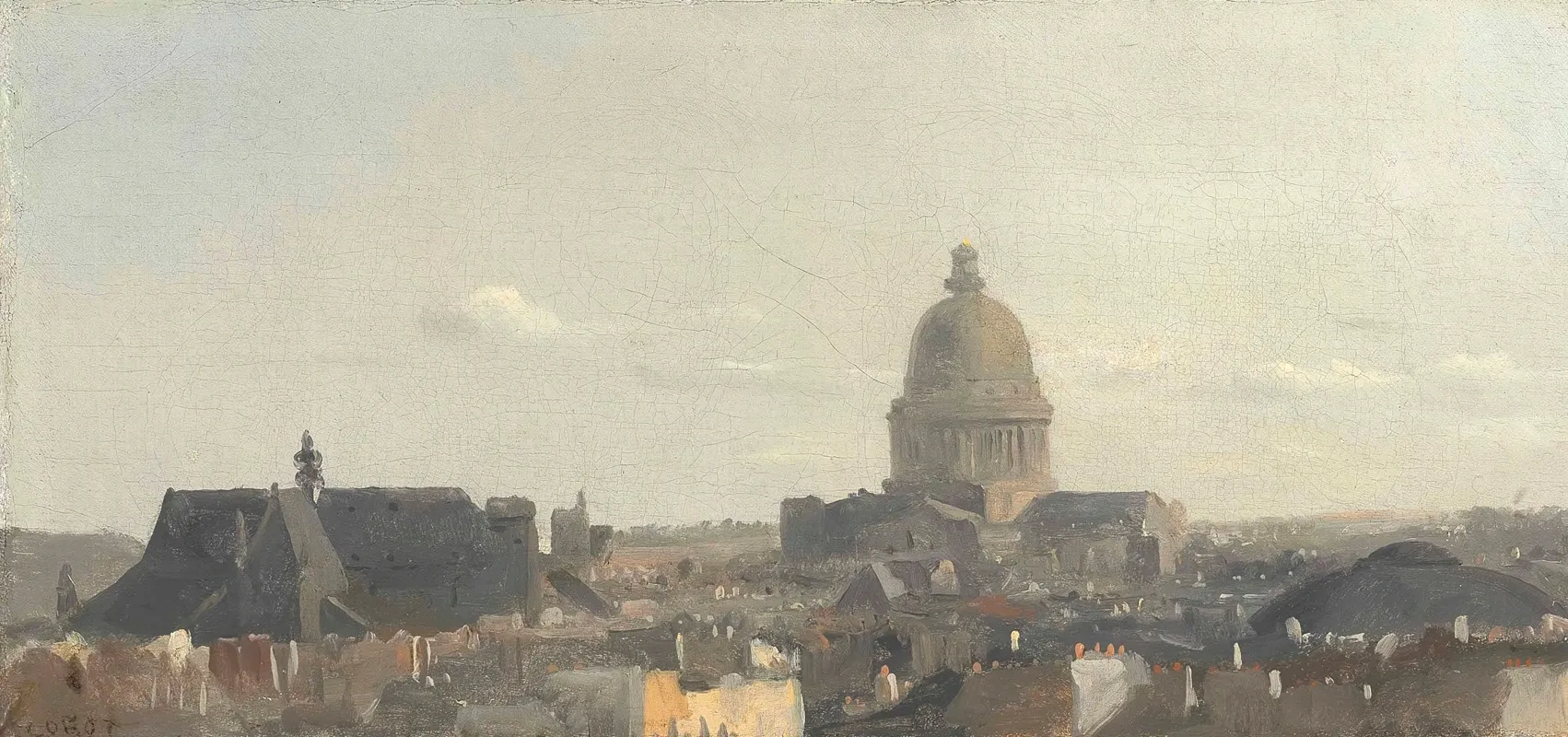 Vue Du Pantheon A Paris View Of The Pantheon Paris Wall Art by Jean-Baptiste-Camille Corot - High-Resolution Digital Print