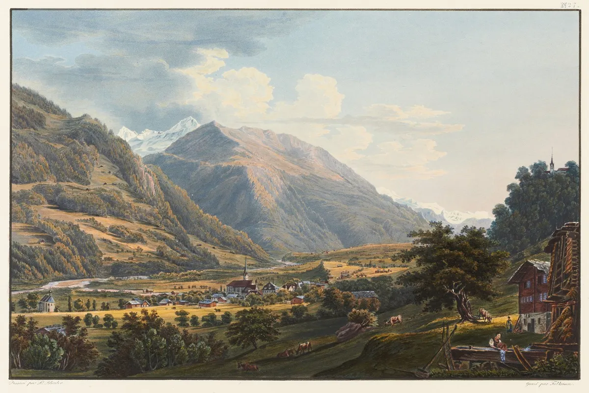 Vue Du Village De Trons Historique Au Sujet De La Confederation Du Canton Des Grisons