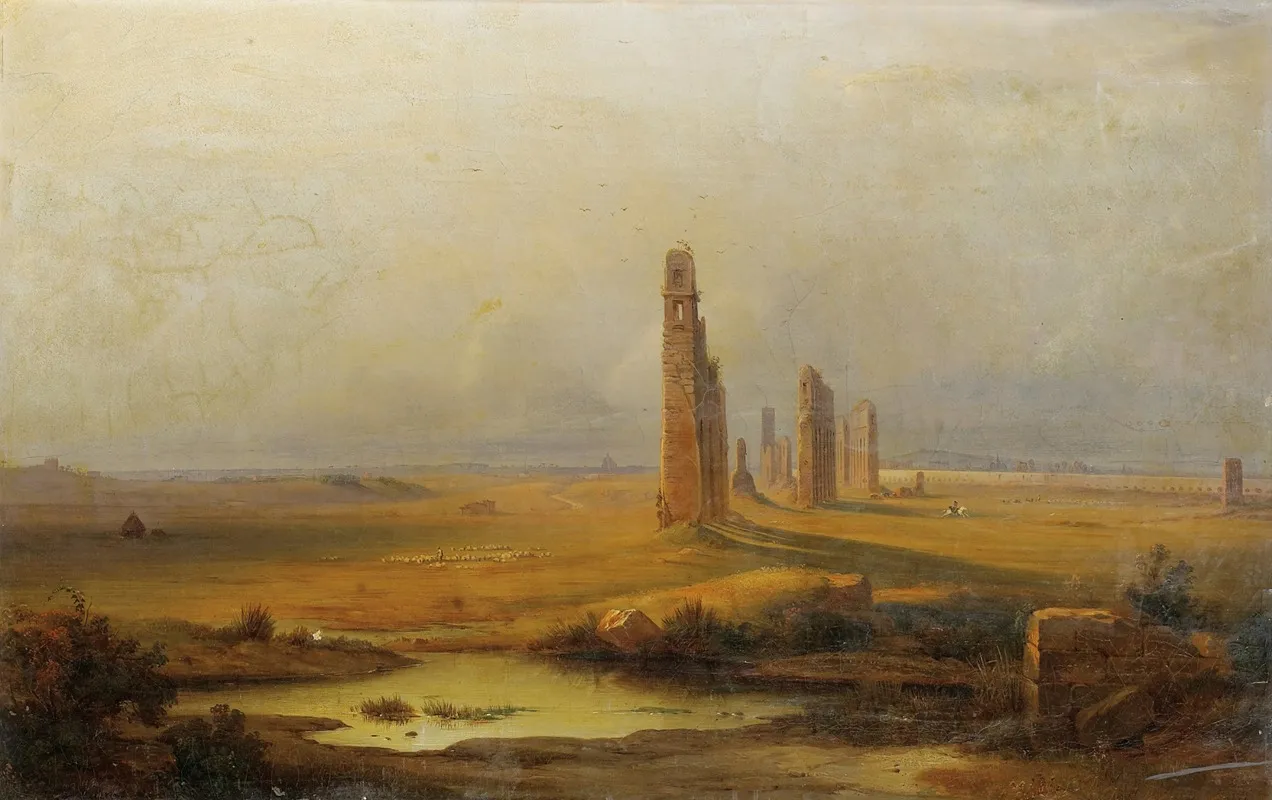 Vue Dun Aqueduc En Ruines Wall Art by Johann-Rudolf Bühlmann - High-Resolution Digital Print
