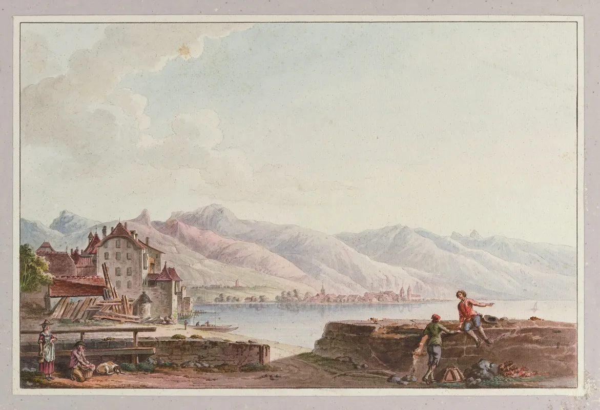 Vue Dune Partie De La Ville De Vevey Prise Depuis La Promenade Wall Art by Joseph Emmanuel Curty - High-Resolution Digital Print