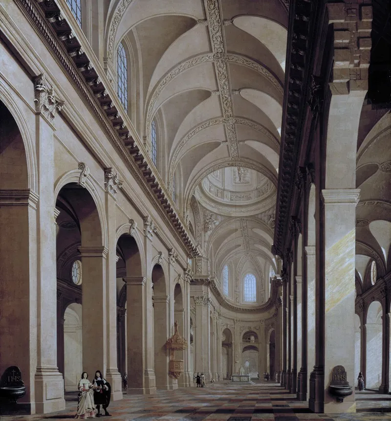 Vue Idealisee De Linterieur De Leglise Saint Sulpice Pendant Sa Construction Wall Art by Daniël de Blieck - High-Resolution Digital Print