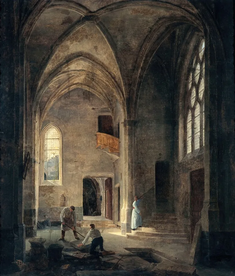Vue Interieure De Leglise Saint Benoit Le Bestoune La Chapelle Saint Pierre Ou De La Tournelle Wall Art by Louis Courtin - High-Resolution Digital Print