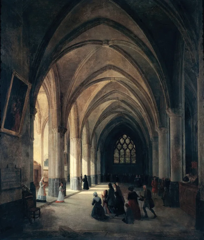 Vue Interieure De Leglise Saint Benoit Le Bestoune La Nef Meridionale Wall Art by Louis Courtin - High-Resolution Digital Print