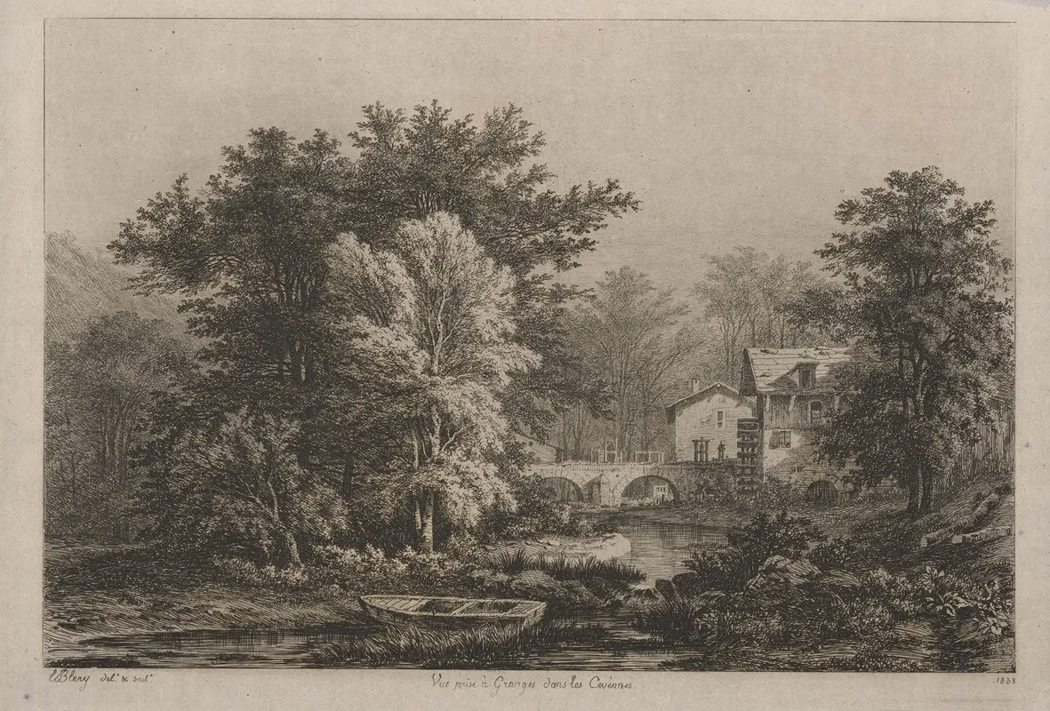 Vue Prise A Granges Dans Les Cevennes View Taken Of A Mill In The Cevennes Wall Art by Eugene-Stanislas-Alexandre Blery - High-Resolution Digital Print