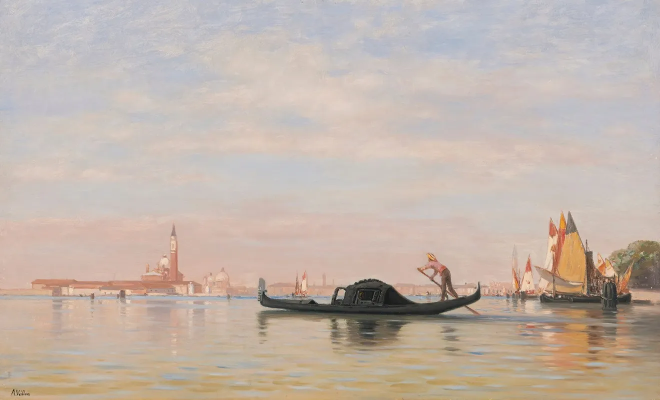 Vue Sur Venise View Of Venice Wall Art by Auguste Veillon - High-Resolution Digital Print