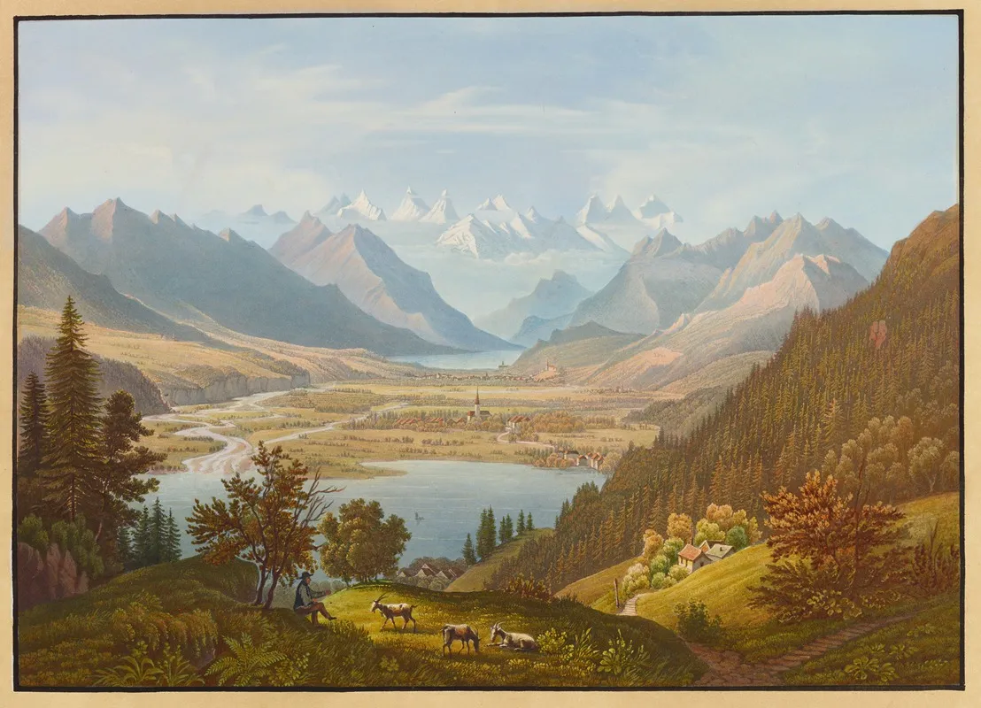 Vue Vers Alpnach Et Sarnen Wall Art by Anton Winterlin - High-Resolution Digital Print