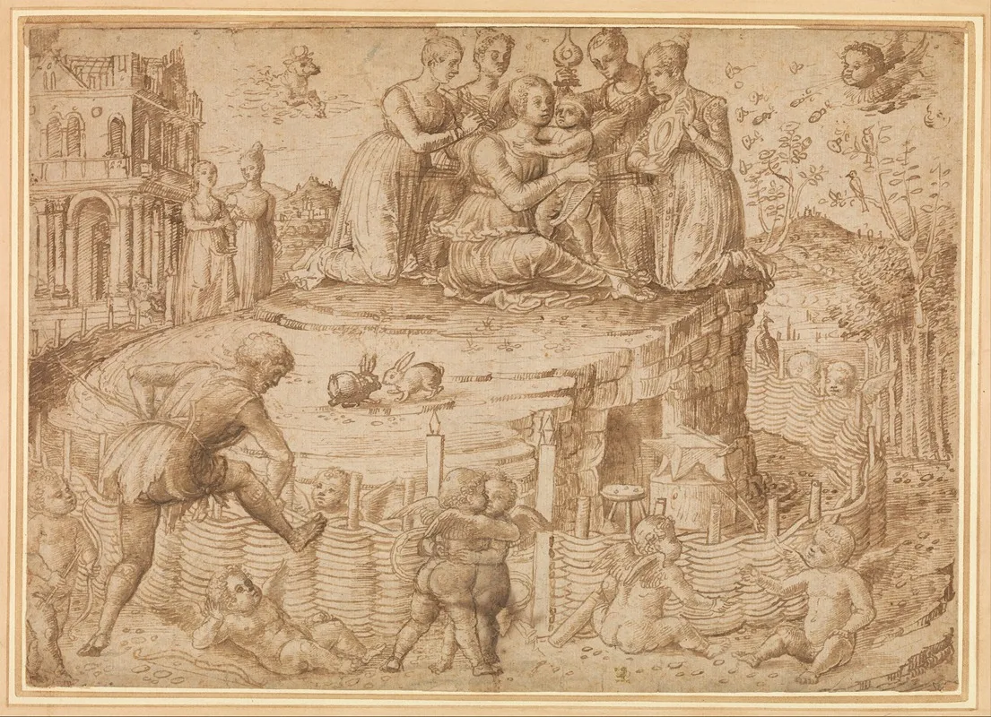 Vulcan Building A Fence Around The Mount Of Venus Wall Art by Circle of Giovanni Bellini - High-Resolution Digital Print